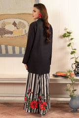 Zebaish By Stitch Vibes Stitched 2 Piece Co Ords Set Collection'2024-White Stripped Co-Ord set
