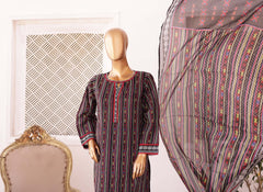 Girl woman  Printed Embroidered Lawn Stitch Shirt Kurti Frock Cotton Dupatta Printed Trouser