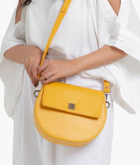 RTW Creation - Yellow crocodile saddle bag