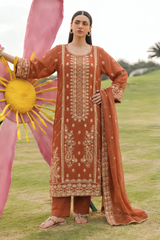 Stitching Cotton Unstitched 3 Piece Emb Chiffon Suit-WFCU-01