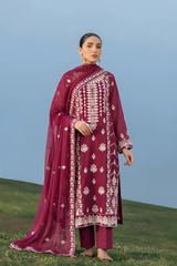Stitching Cotton Unstitched 3 Piece Emb Chiffon Suit-WFCU-08