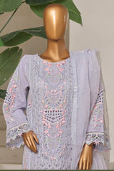 Bin Saeed Stitched 3 Piece Luxury Emb Chiffon & Organza Collection'2025-ZEF-2195-L.Purple