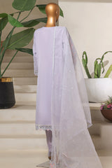 Bin Saeed Stitched 3 Piece Luxury Emb Chiffon & Organza Suit-ZEF-2195-L.Purple