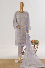 Bin Saeed Stitched 3 Piece Luxury Emb Chiffon Suit-ZEFC-1555-Lilac