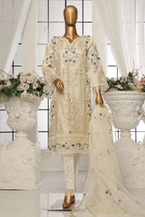 Bin Saeed Stitched 3 Piece Luxury Emb Organza Suit-ZEFO-1589-Off White