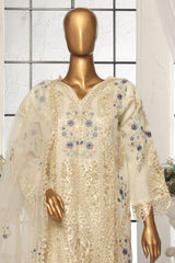 Bin Saeed Stitched 3 Piece Luxury Emb Organza Suit-ZEFO-1589-Off White