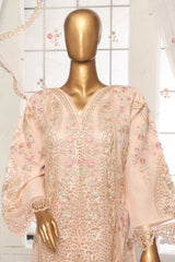 Bin Saeed Stitched 3 Piece Luxury Emb Organza Suit-ZEFO-1590-Peach