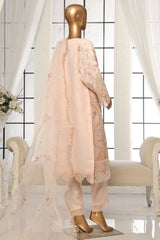 Bin Saeed Stitched 3 Piece Luxury Emb Organza Suit-ZEFO-1590-Peach