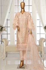 Bin Saeed Stitched 3 Piece Luxury Emb Organza Suit-ZEFO-1590-Peach