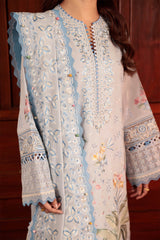 Zaha Unstitched 3 Piece Printed & Emb Lawn Suit-ZL-01-B-Ela