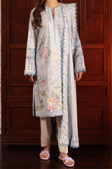 Zaha Unstitched 3 Piece Printed & Emb Lawn Suit-ZL-01-B-Ela