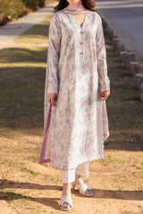 Zaha Unstitched 3 Piece Printed & Emb Lawn Suit-ZL-03-A-Aysel