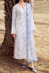 Zaha Unstitched 3 Piece Printed & Emb Lawn Suit-ZL-03-B-Aysel