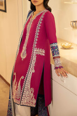 Zaha Unstitched 3 Piece Printed & Emb Lawn Suit-ZL-06-B-Ferya