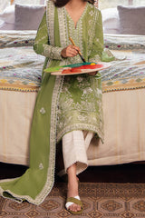 Zaha Unstitched 3 Piece Printed & Emb Lawn Suit-ZL-08-A-Zel