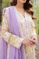 Zaha Unstitched 3 Piece Printed & Emb Lawn Suit-ZL-13-A-Sezem