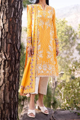 Zaha Unstitched 3 Piece Printed & Emb Lawn Suit-ZL-15-A-Narina