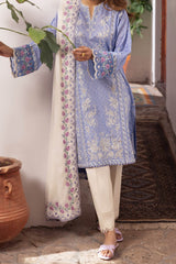 Zaha Unstitched 3 Piece Printed & Emb Lawn Suit-ZL-15-B-Narina
