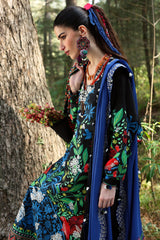 Neelum by Zaha Unstitched 3 Piece Lawn Suit-ZL25-03 A-Black Solana