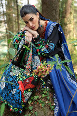 Neelum by Zaha Unstitched 3 Piece Lawn Suit-ZL25-03 A-Black Solana