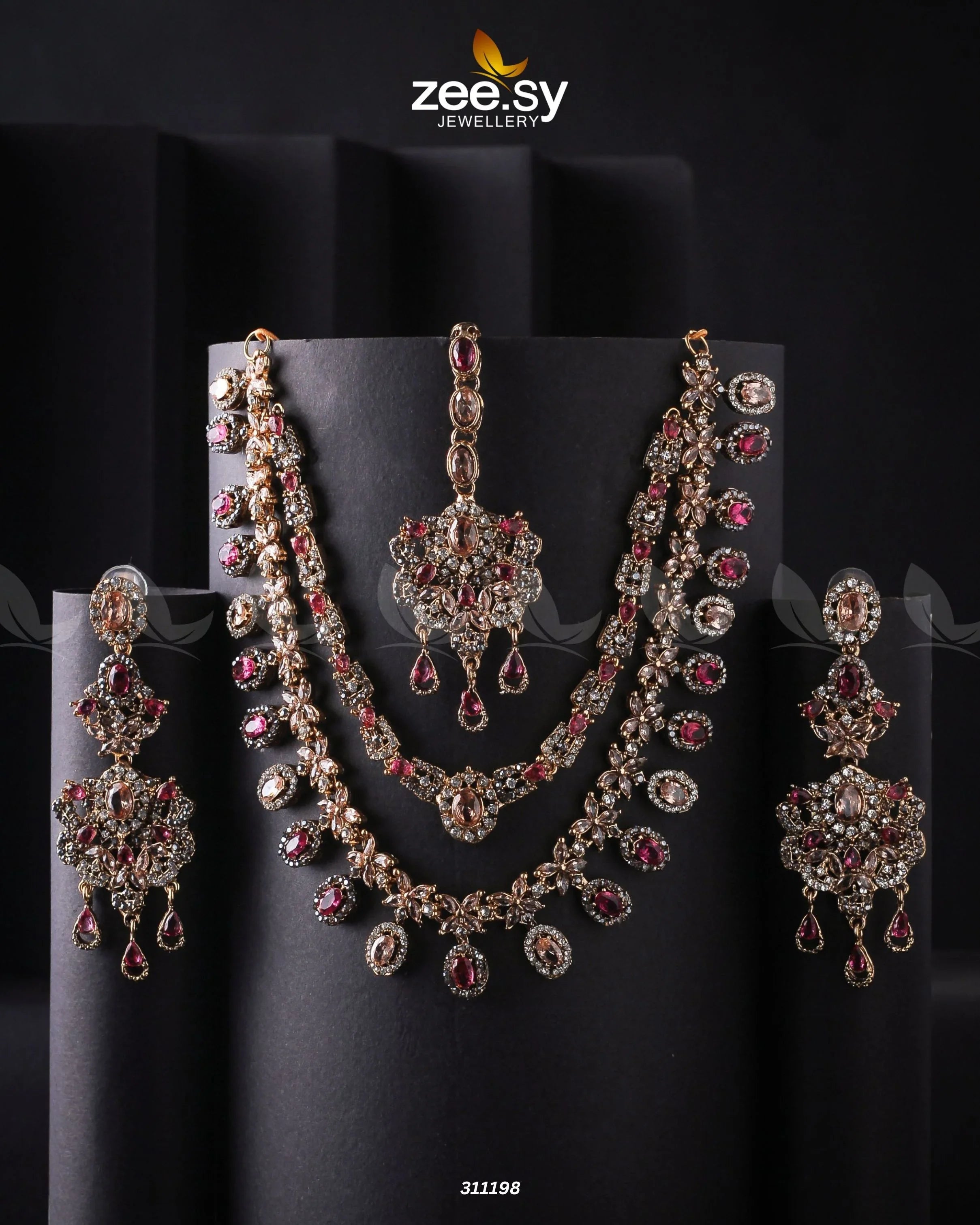 Zarqa Necklace Fuchsia - Zeesy Jewellery
