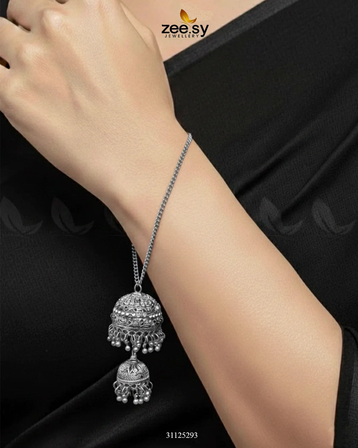 Punjabi Mini Kaleera Wrist Dangler Silver - Zeesy Jewellery