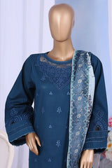 Khombi Stitched 3 Piece Casual Pret Cotton Collection'2025-Zebra Lines Blue