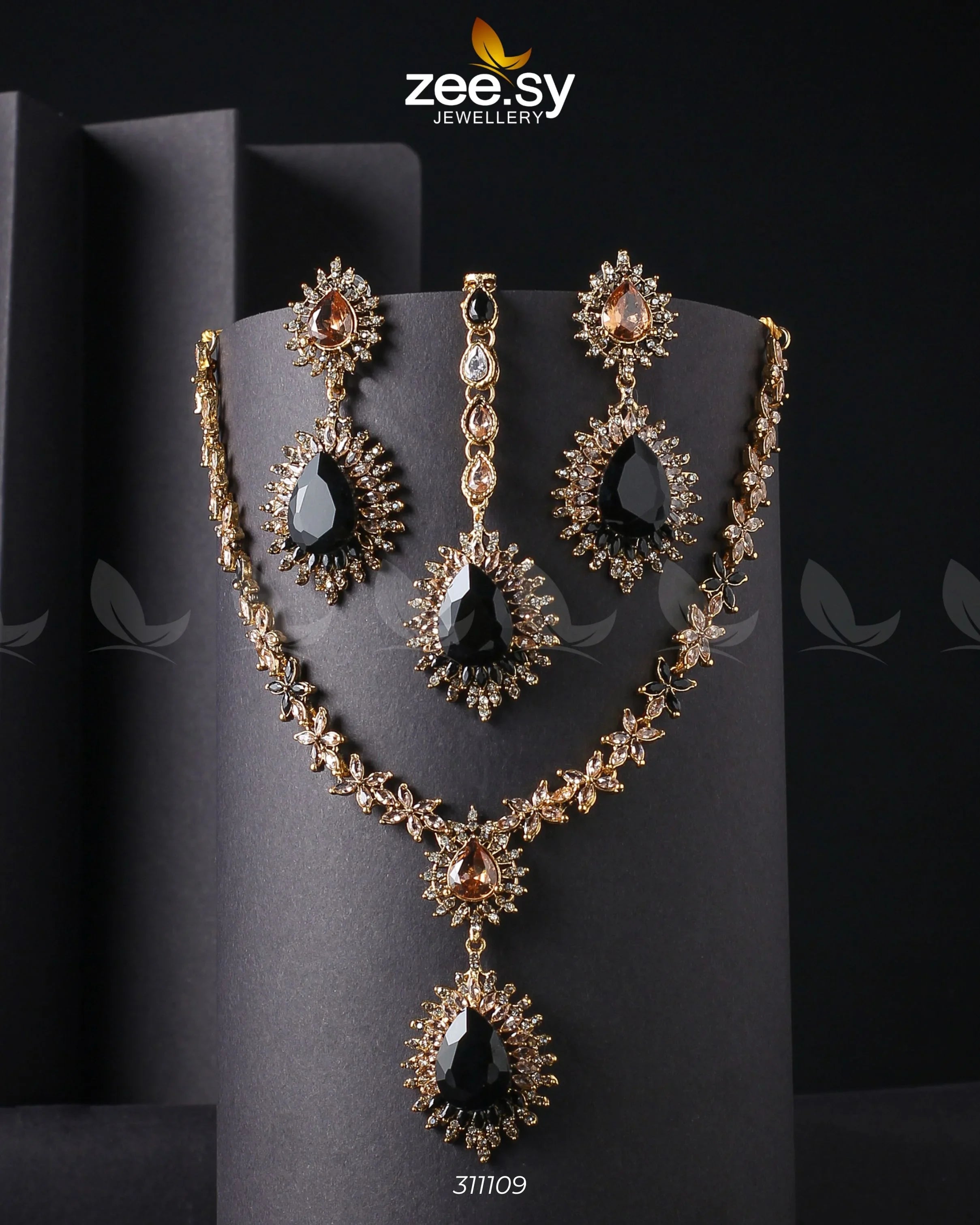Zilla Necklace Golden Black - Zeesy Jewellery
