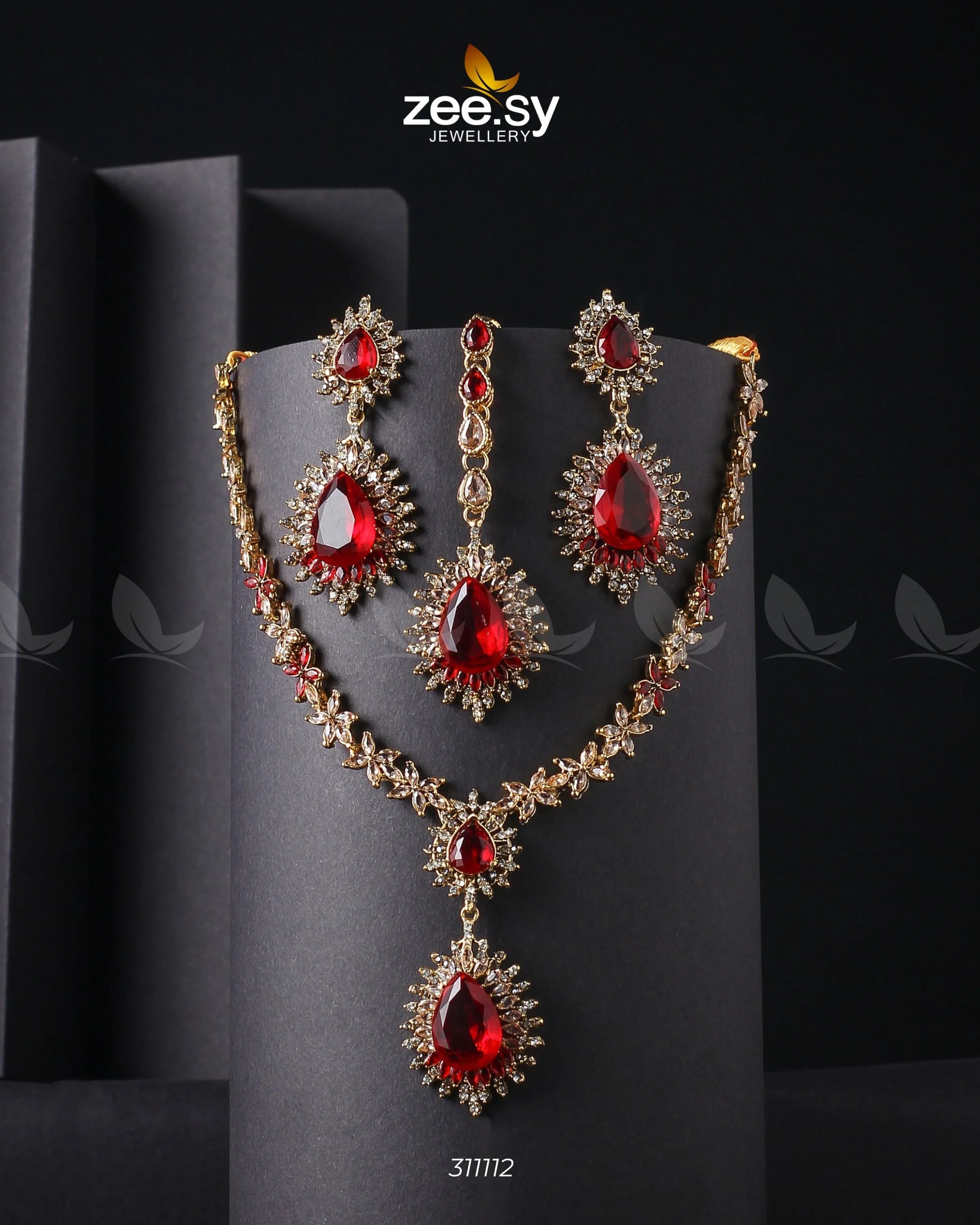 Zilla Necklace Golden Red - Zeesy Jewellery