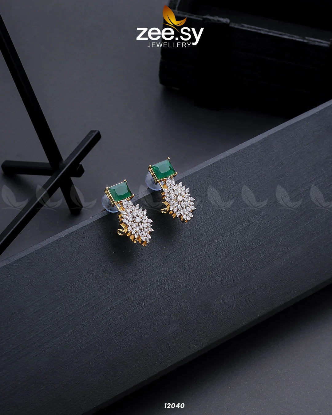 Zircon Cluster Earrings Green - Zeesy Jewellery