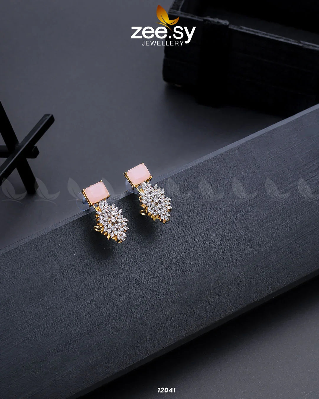 Zircon Cluster Earrings Pink - Zeesy Jewellery