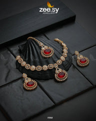 Zirconic Starburst Necklace Golden Red - Zeesy Jewellery