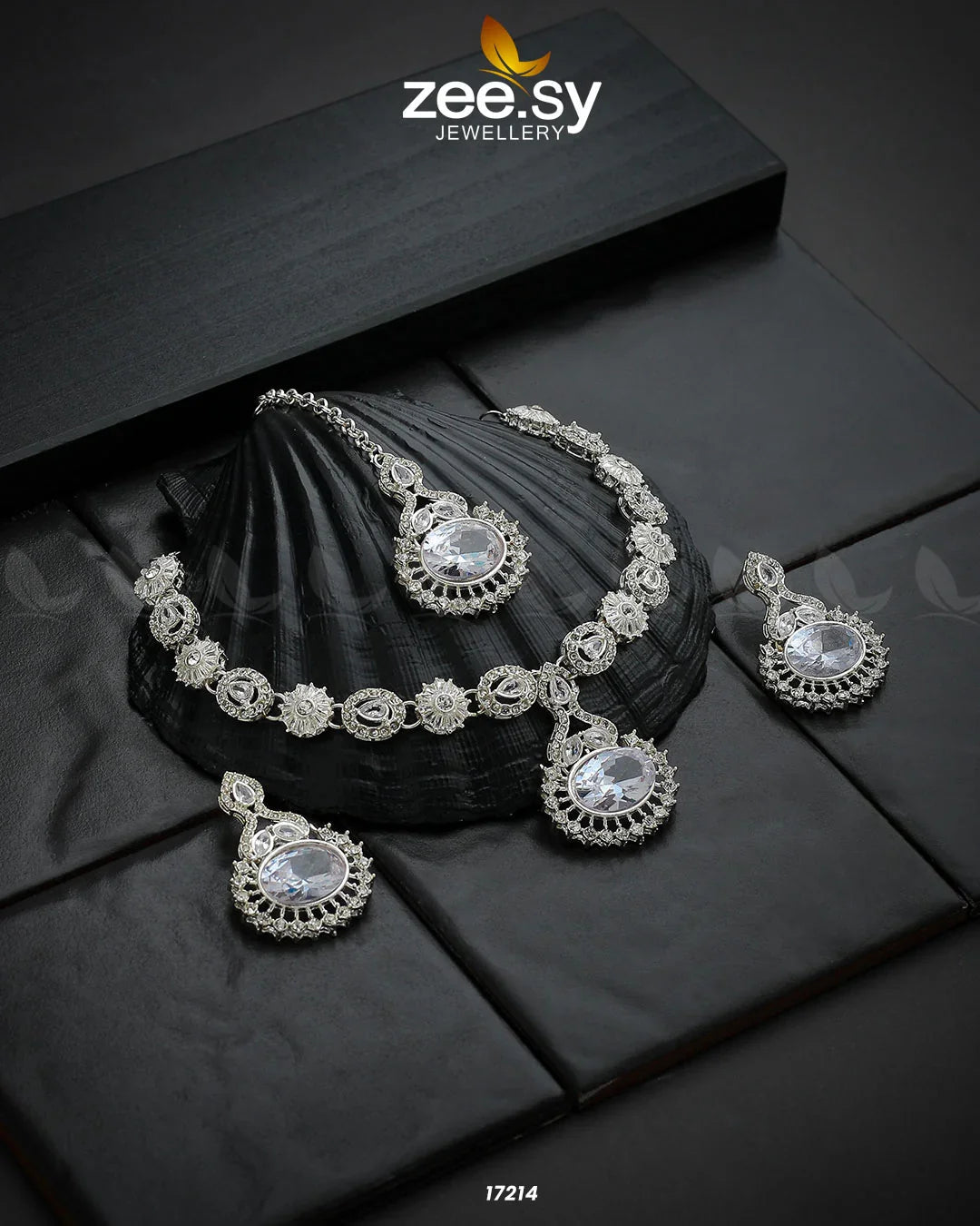 Zirconic Starburst Necklace Silver White - Zeesy Jewellery