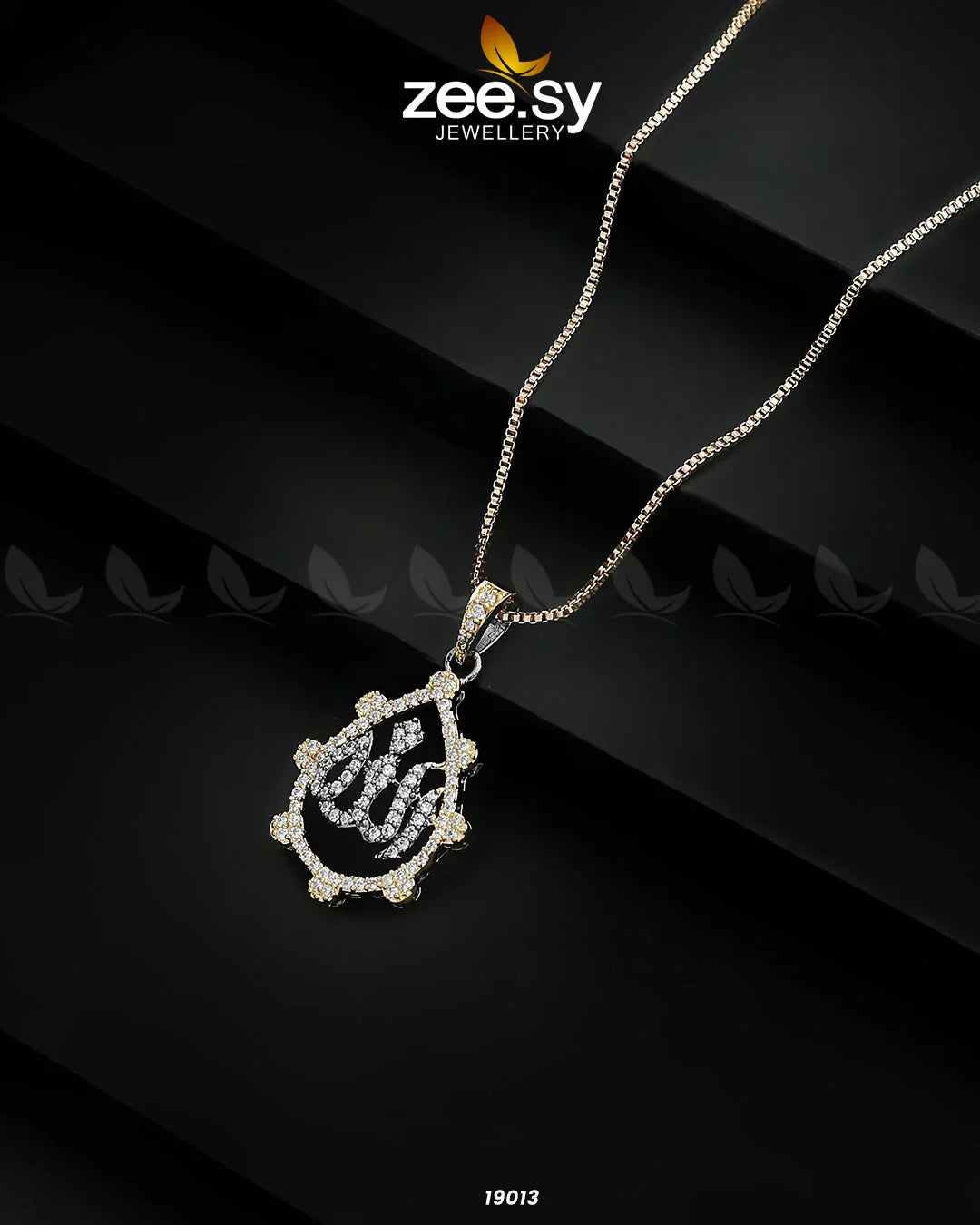 Zirconic Verse Locket Golden Black - Zeesy Jewellery