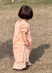 Urban Cut Girls Raw Silk 2Pcs Delicate-Peach