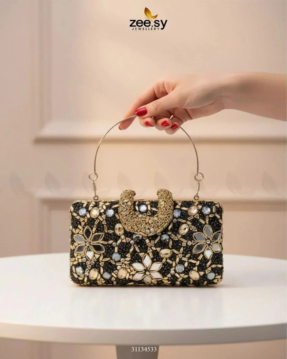 Floral Crystal Cocktail Clutch Bag