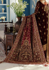 Udaipur By Aik Atelier Luxury Velvet Formals Shawl-MAROON