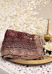 Aik Atelier Wedding Festive Shawl Vol-02-MAROON TUSSAR SILK CHUNRI SHAWL