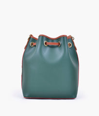 RTW Creation - Army green and rust bucket bag with zipper pocket