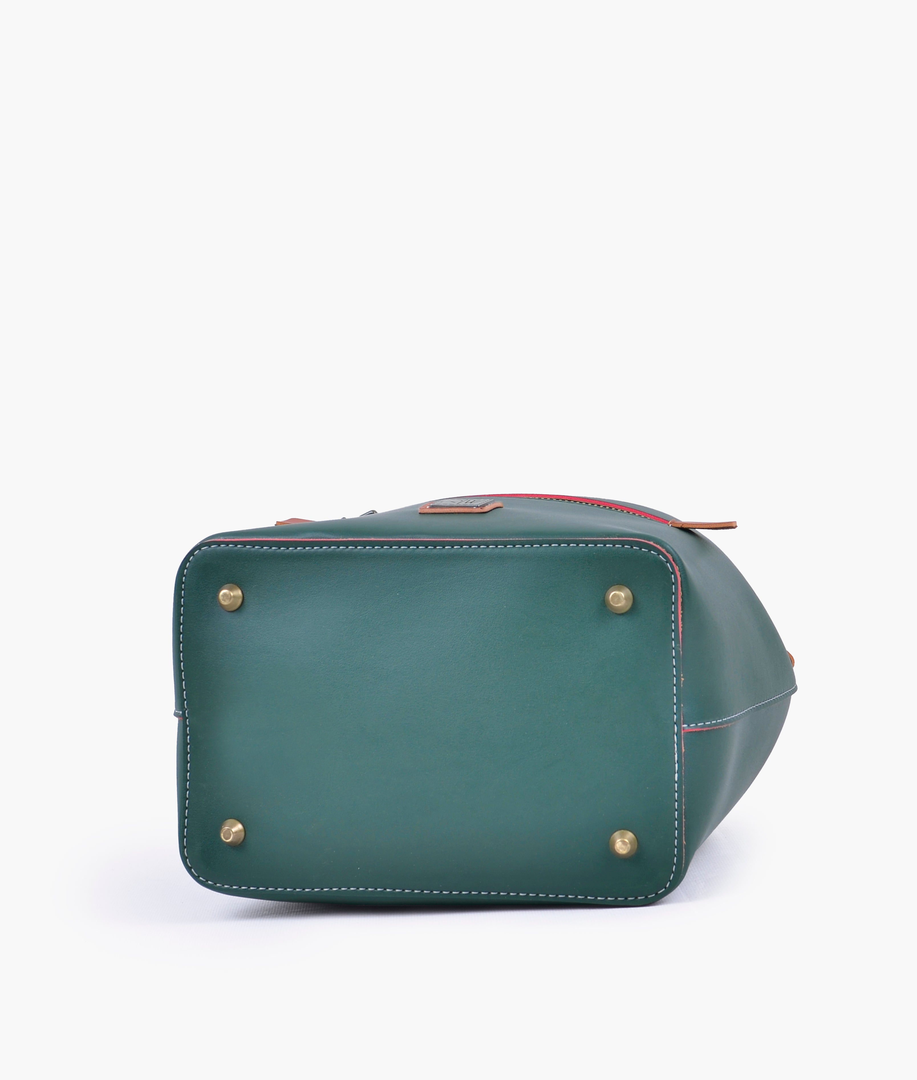 RTW Creation - Army green and rust bucket bag with zipper pocket