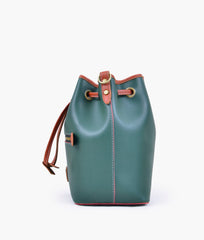 RTW Creation - Army green and rust bucket bag with zipper pocket