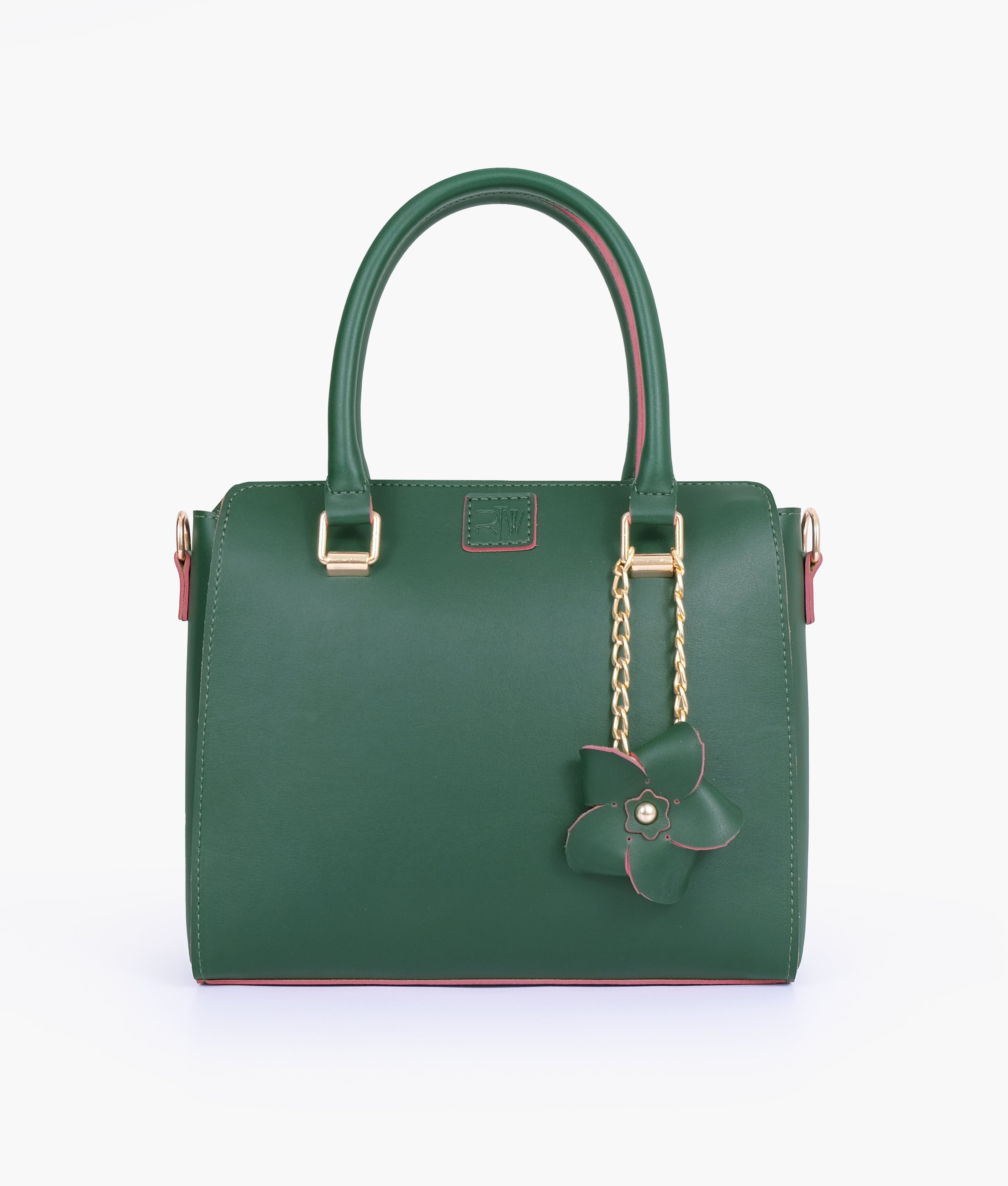 RTW Creation - Army green handbag with flower charm