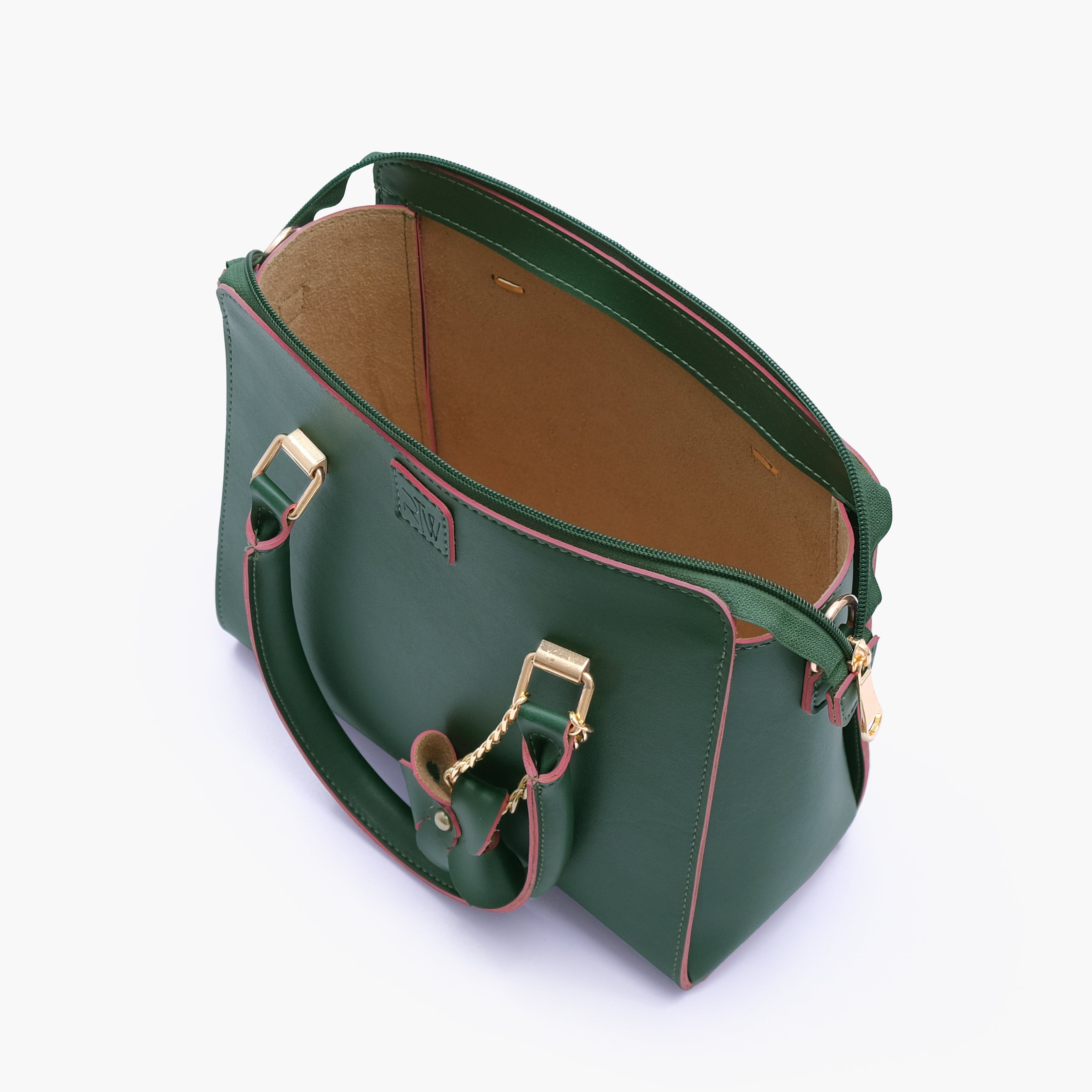 RTW Creation - Army green handbag with flower charm