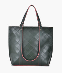 RTW Creation - Army green quilted tote bag