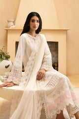 Luxe By Azure Unstitched 3 Piece Premium Cambric Suit-08-Blissful Snow