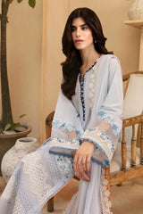 Luxe By Azure Unstitched 3 Piece Premium Cambric Suit-09-Skyline Serenity