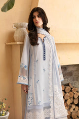 Luxe By Azure Unstitched 3 Piece Premium Cambric Suit-09-Skyline Serenity
