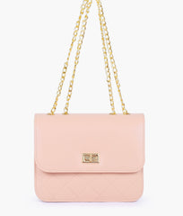 RTW Creation - Baby pink quilted chain cross-body bag
