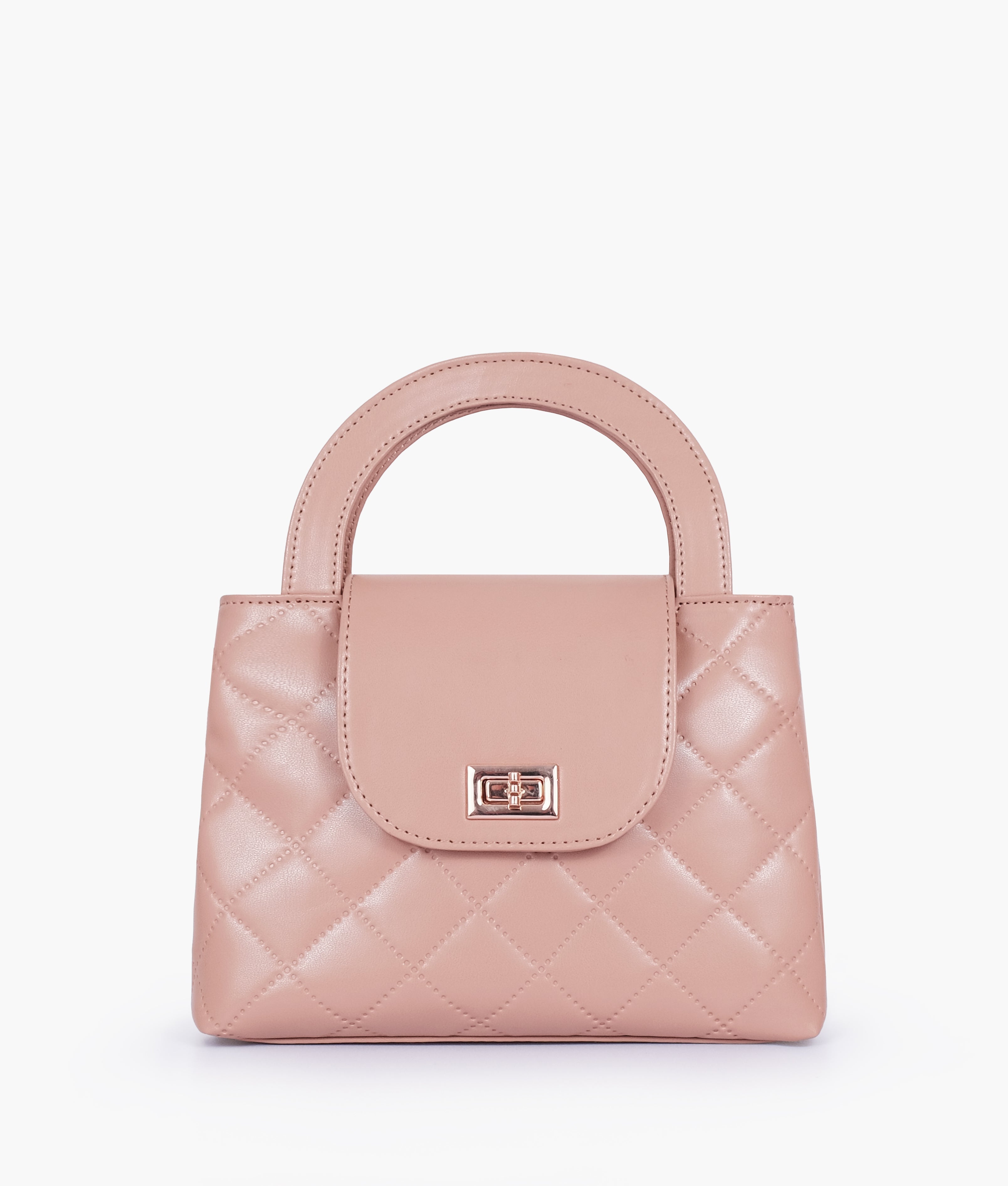 RTW Creation - Baby pink flap quilted bag with top handle