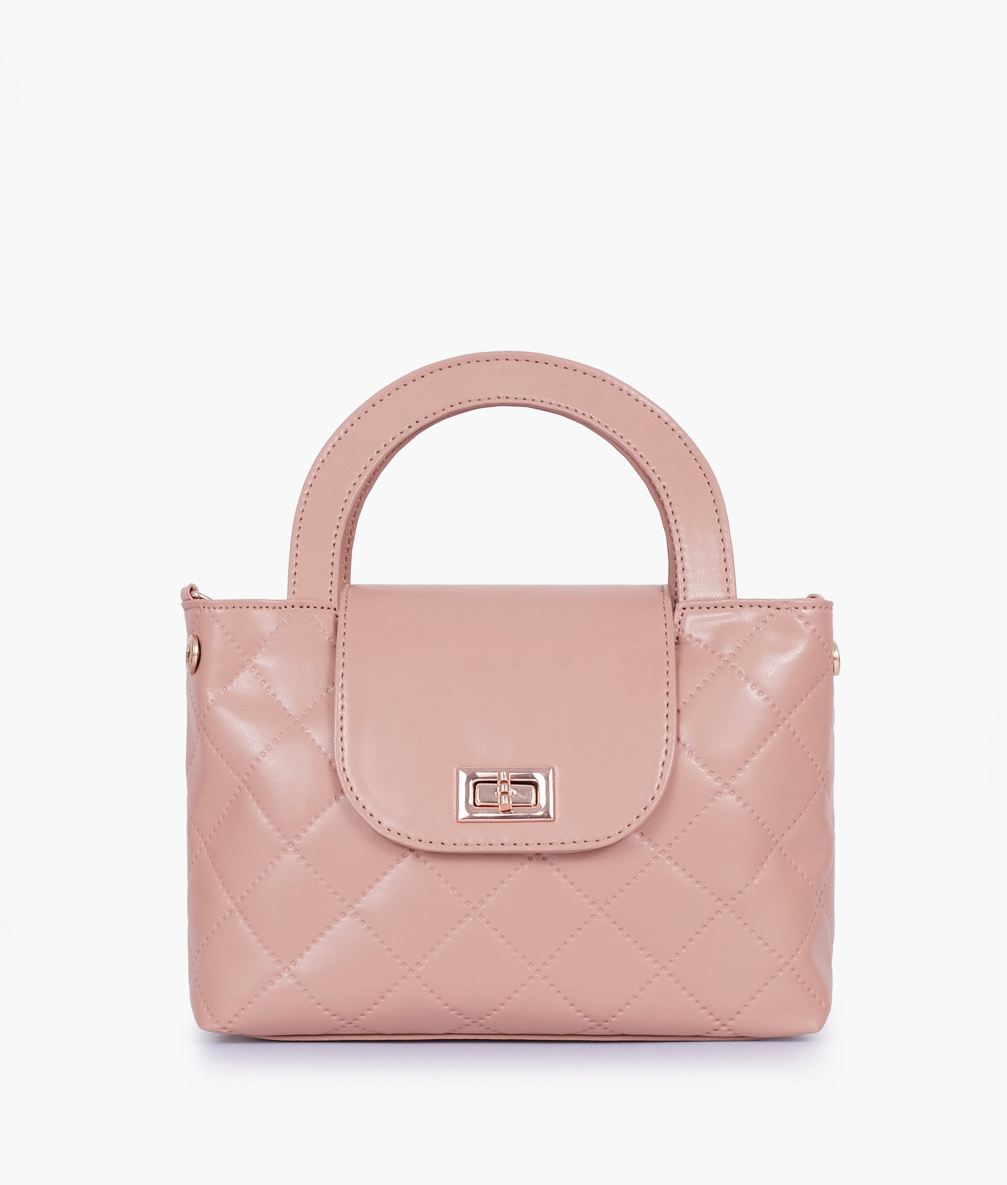 RTW Creation - Baby pink flap quilted bag with top handle